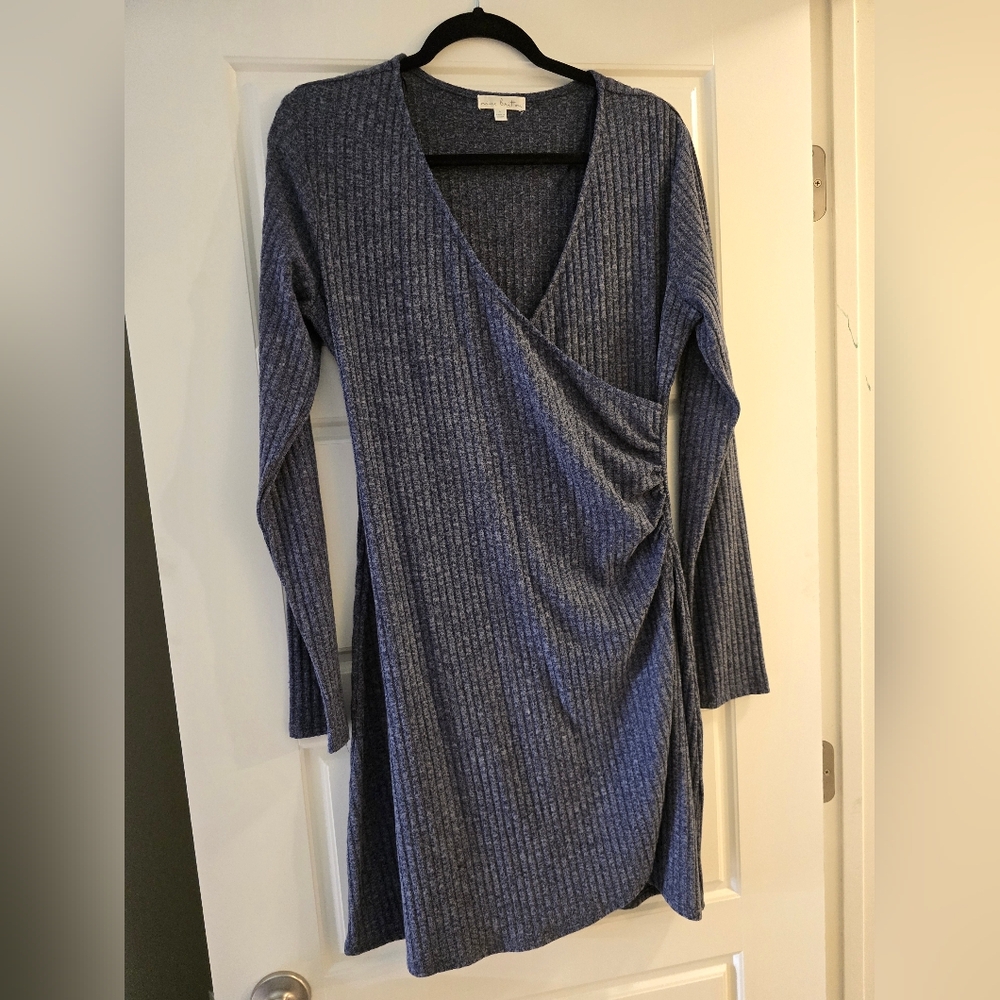 Ribbed Wrap Ruched Dress - Picture 5 of 7